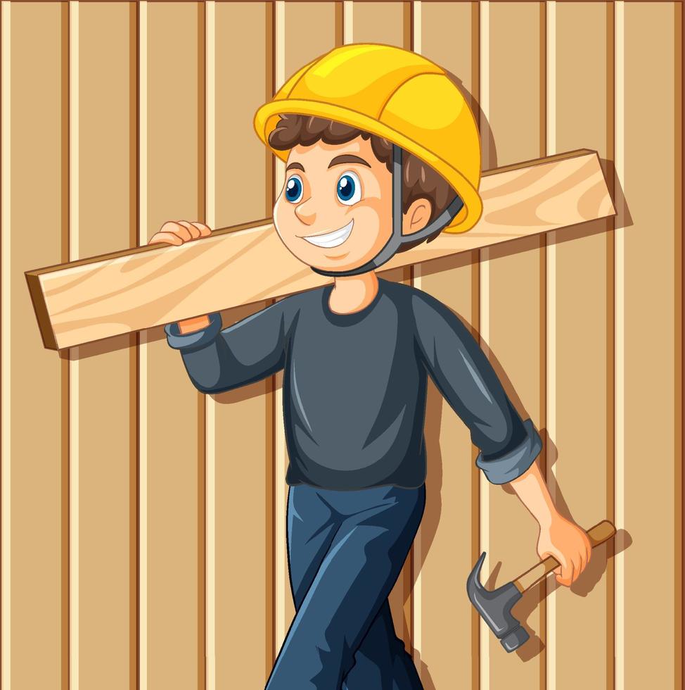 A construction worker holding a hammer vector
