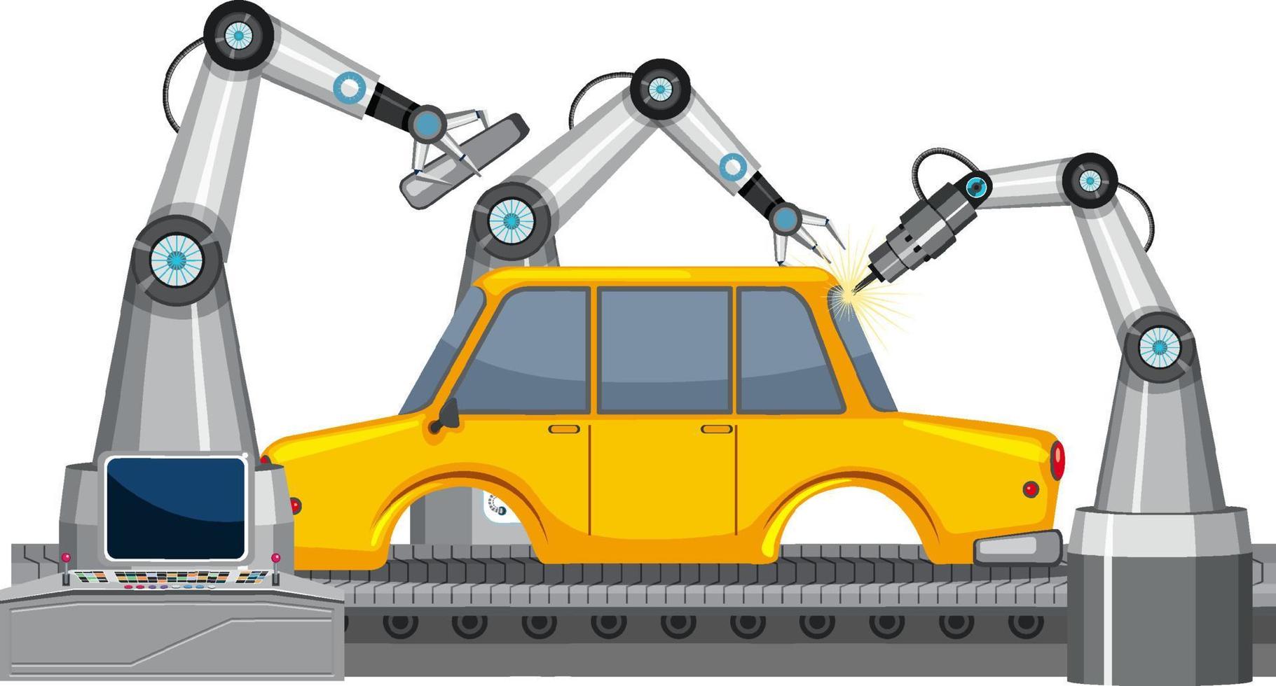 Car manufacturing automation concept vector