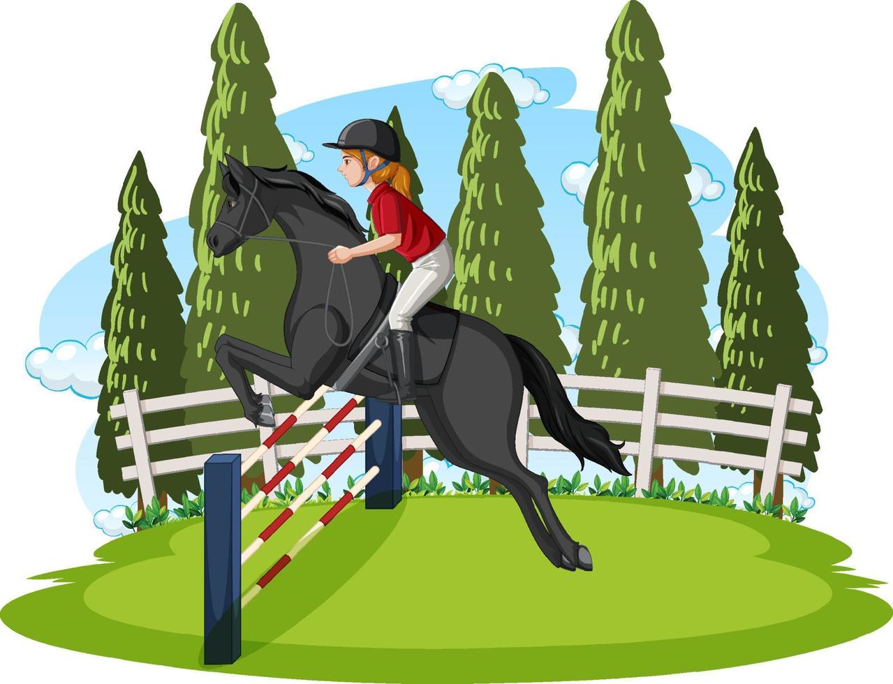 Equestrian sport with girl on horseback vector