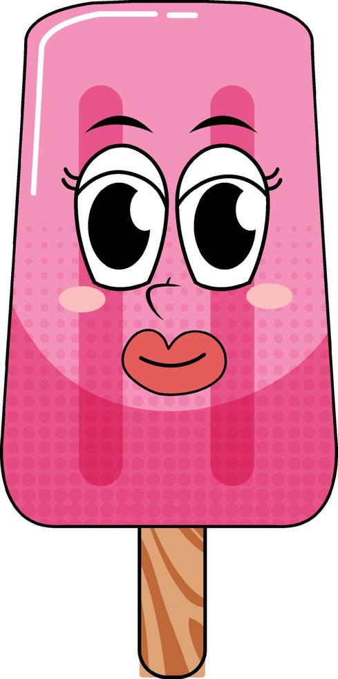 Pink popsicle with happy face vector