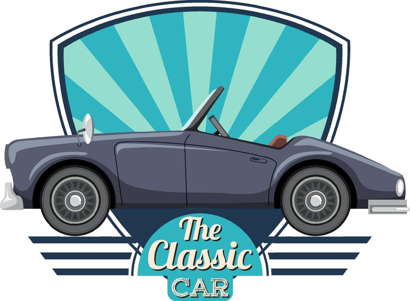 Classic car concept with old car side view vector