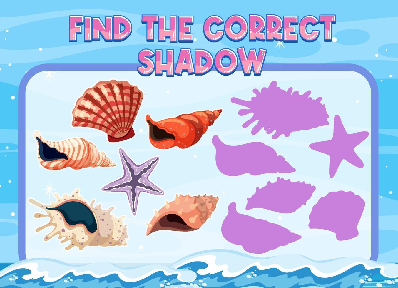 Find the correct shadow, shadow match worksheet for kindergarten student vector