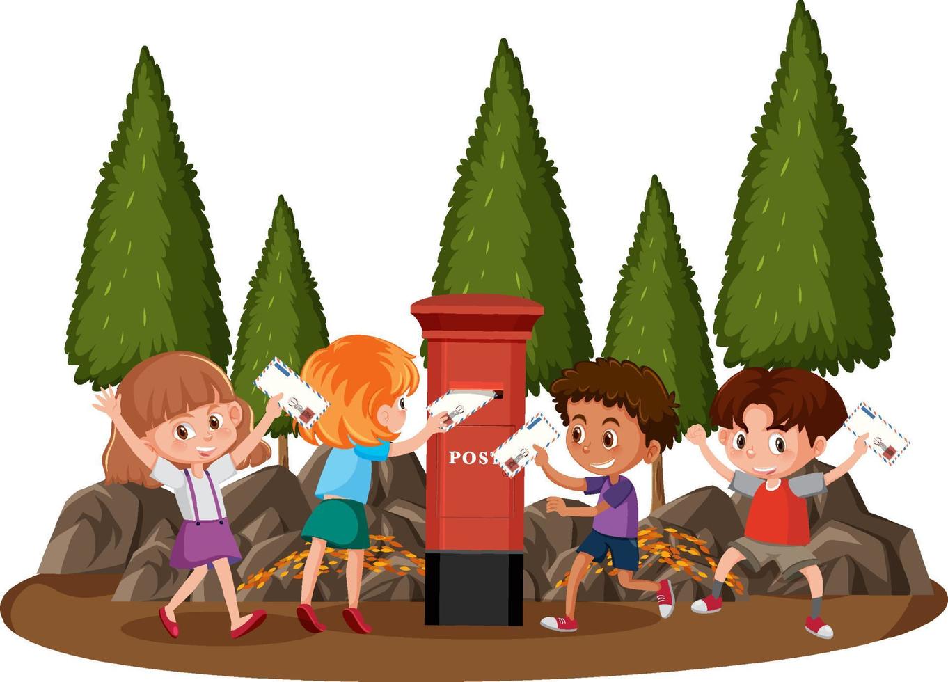 Isolated scene with people cartoon character vector