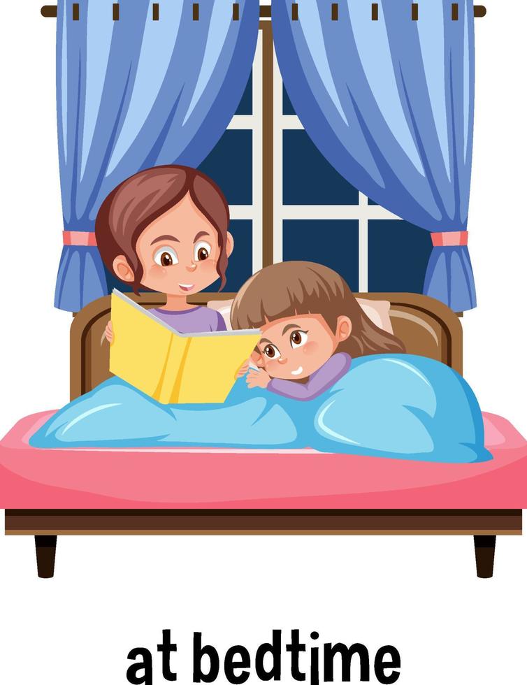 English prepositions of time for children vector