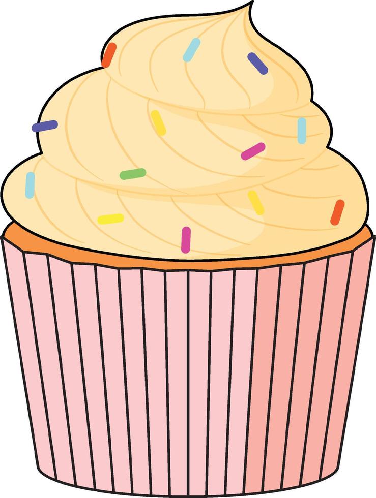 cupcake con crema y chispas vector