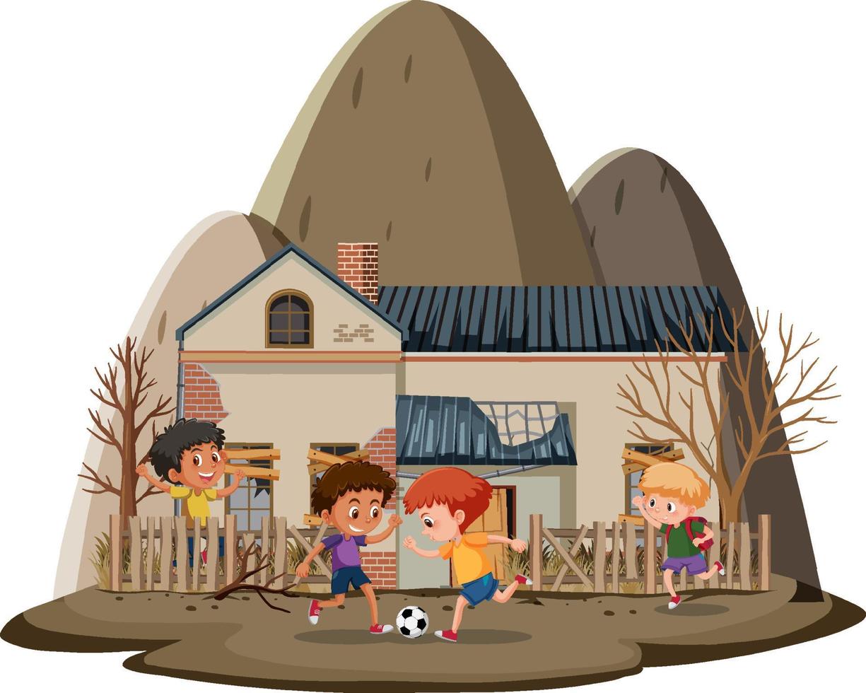 Isolated scene with abandoned house vector