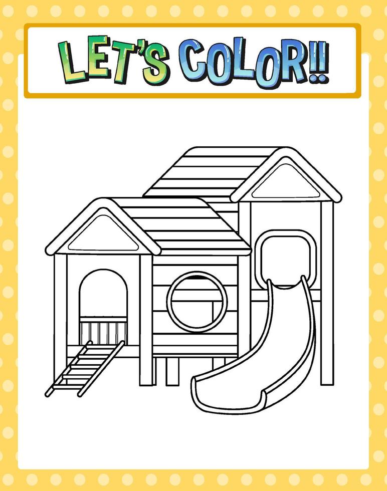 Worksheets template with lets color text and playground slide outline vector