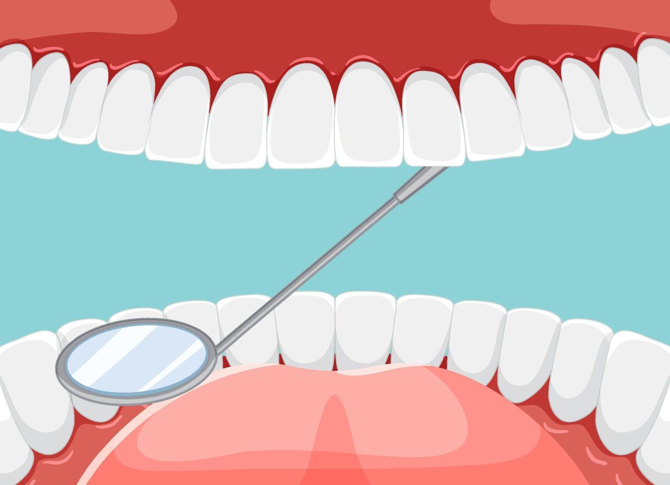 Instruments examining patient teeth inside human mouth vector