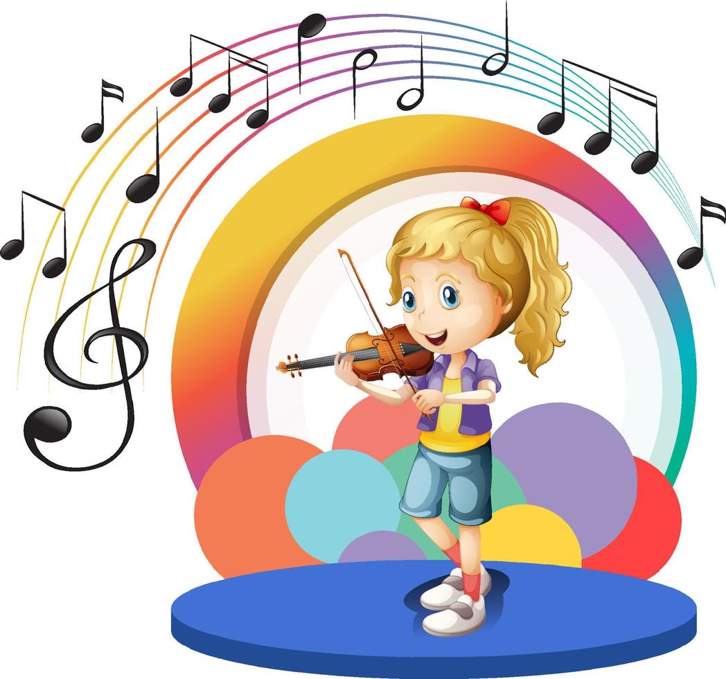 Cute girl playing violin cartoon vector