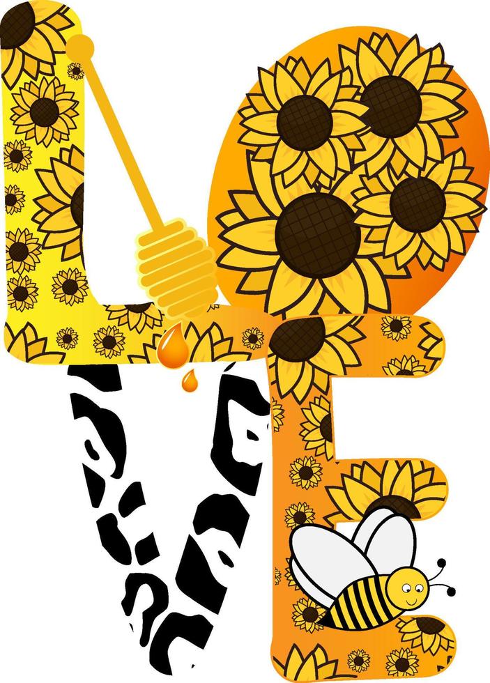 Sunflower Love with Honey Spoon vector