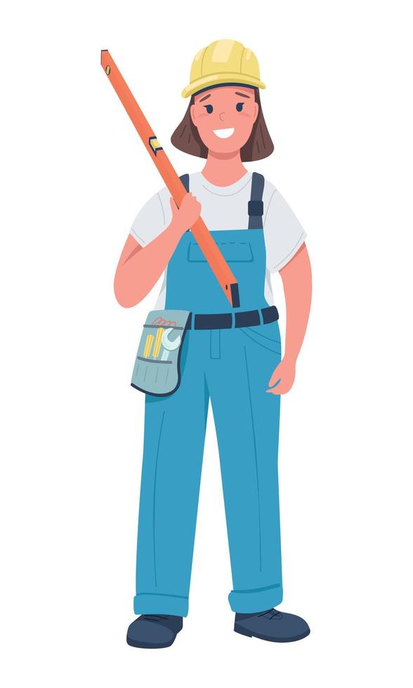Female repair worker semi flat color vector character