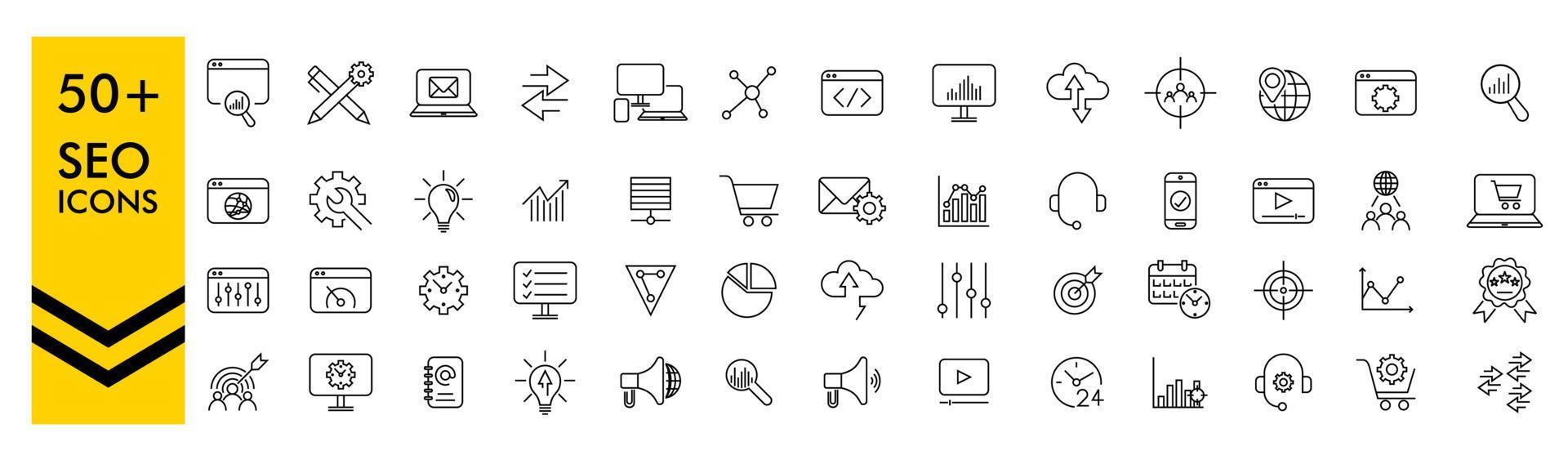 SEO icons set - Search Engine Optimization SEO icon collection. Simple vector illustration.