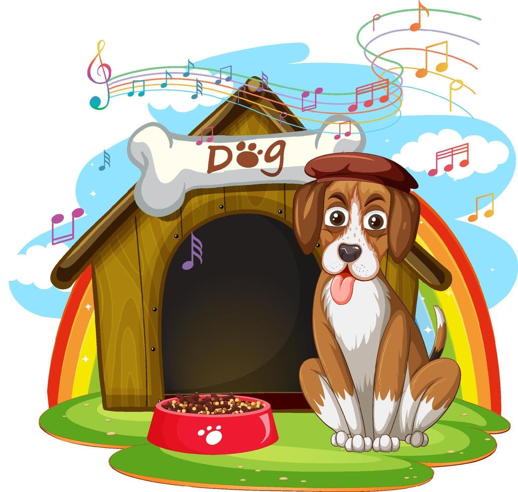 A dog outside the doghouse vector