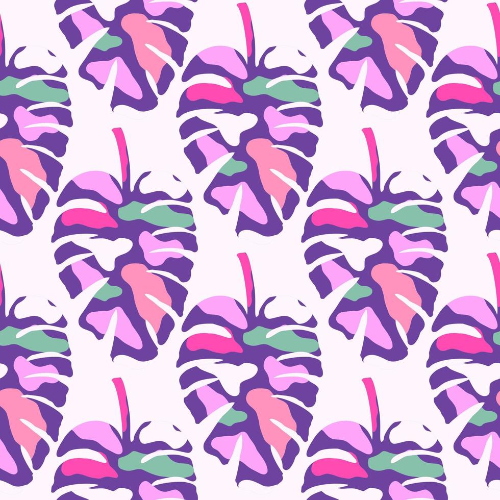 Abstract monstera leaves tropical seamless pattern. Rainforest background. vector