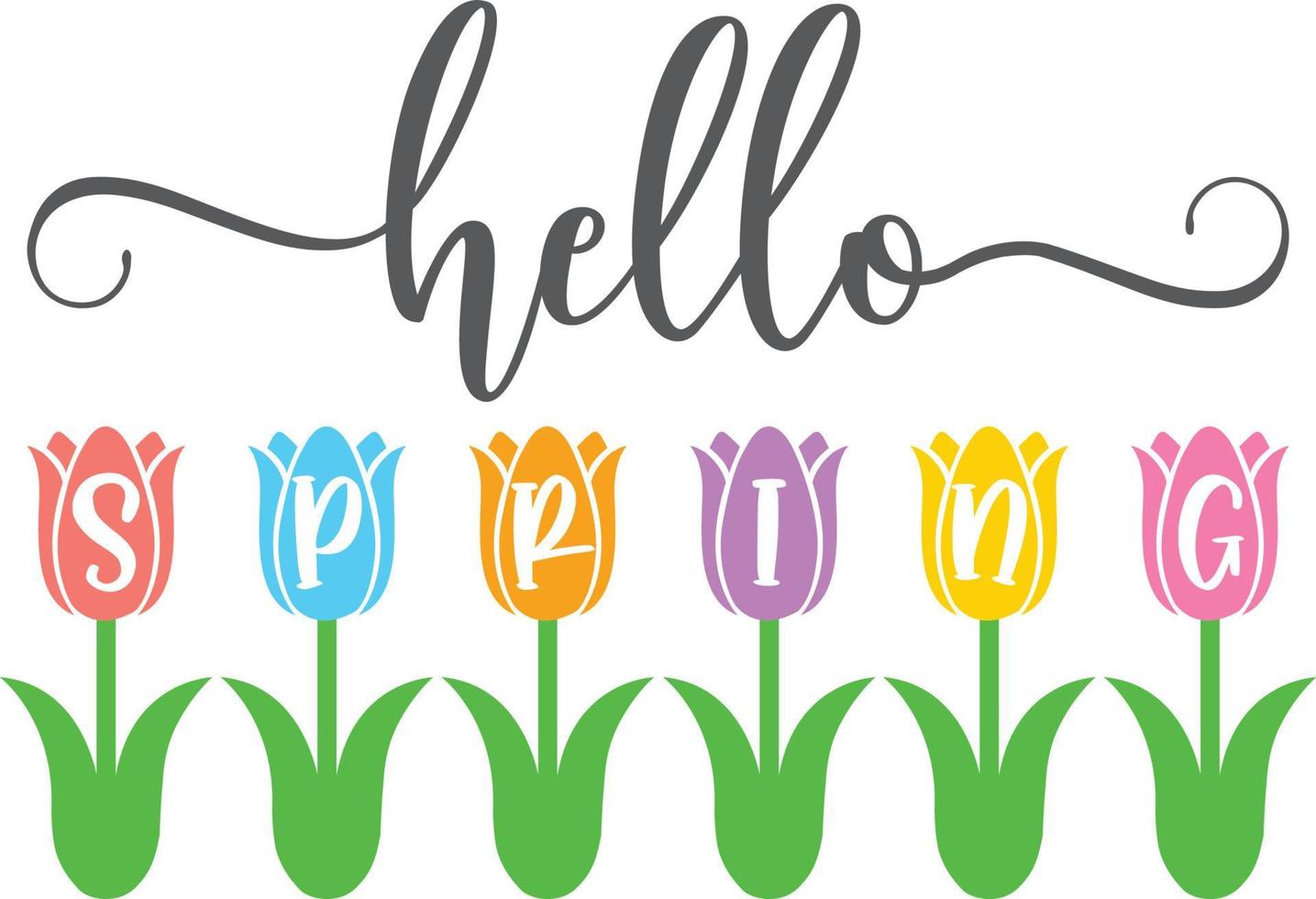 hola primavera tulipanes vector