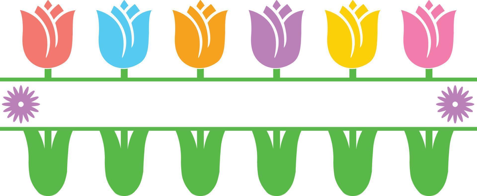 marco dividido de tulipanes vector