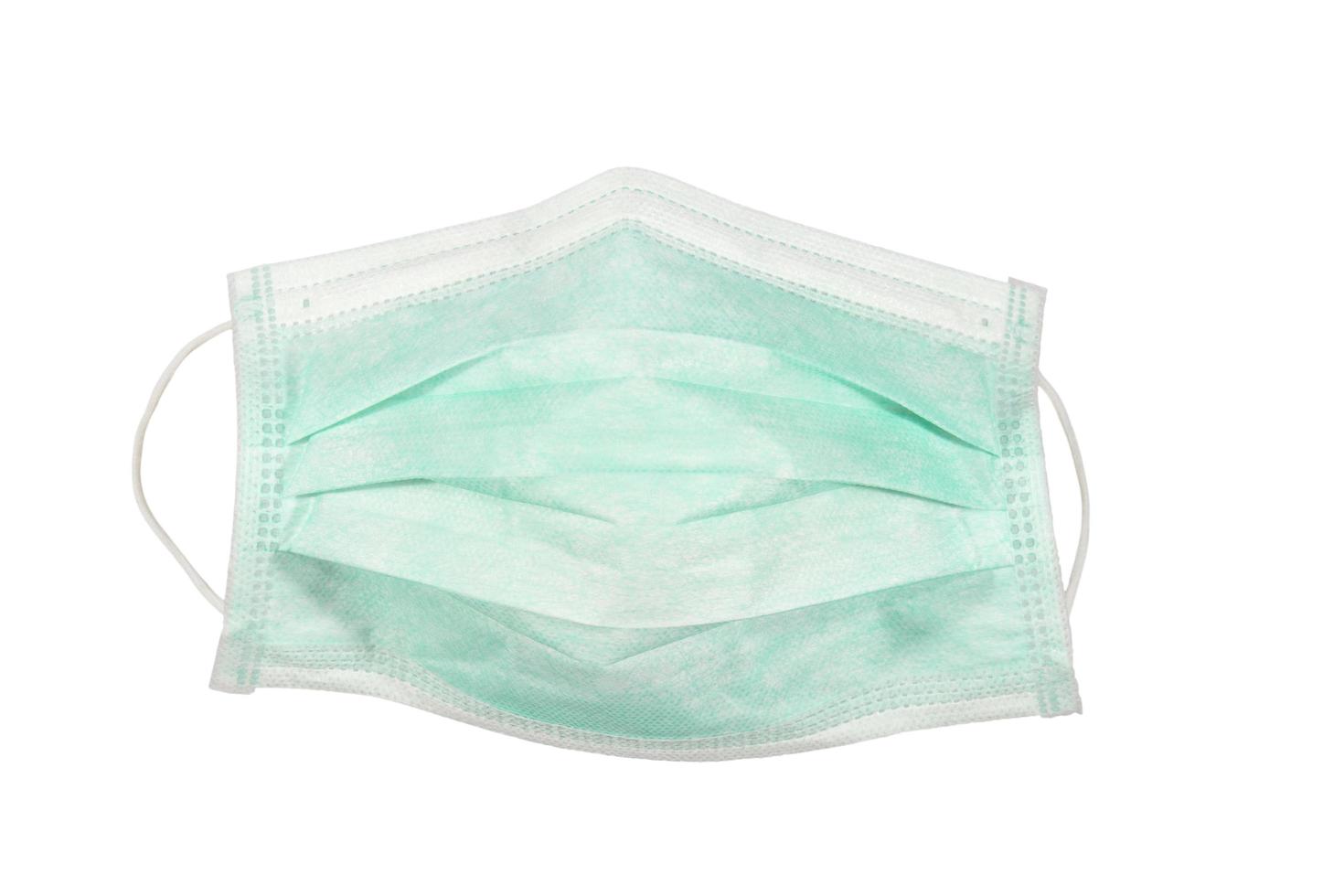 Standard 3-ply face mask with ear strap isolated on a white background, covid-19 virus prevention concept photo