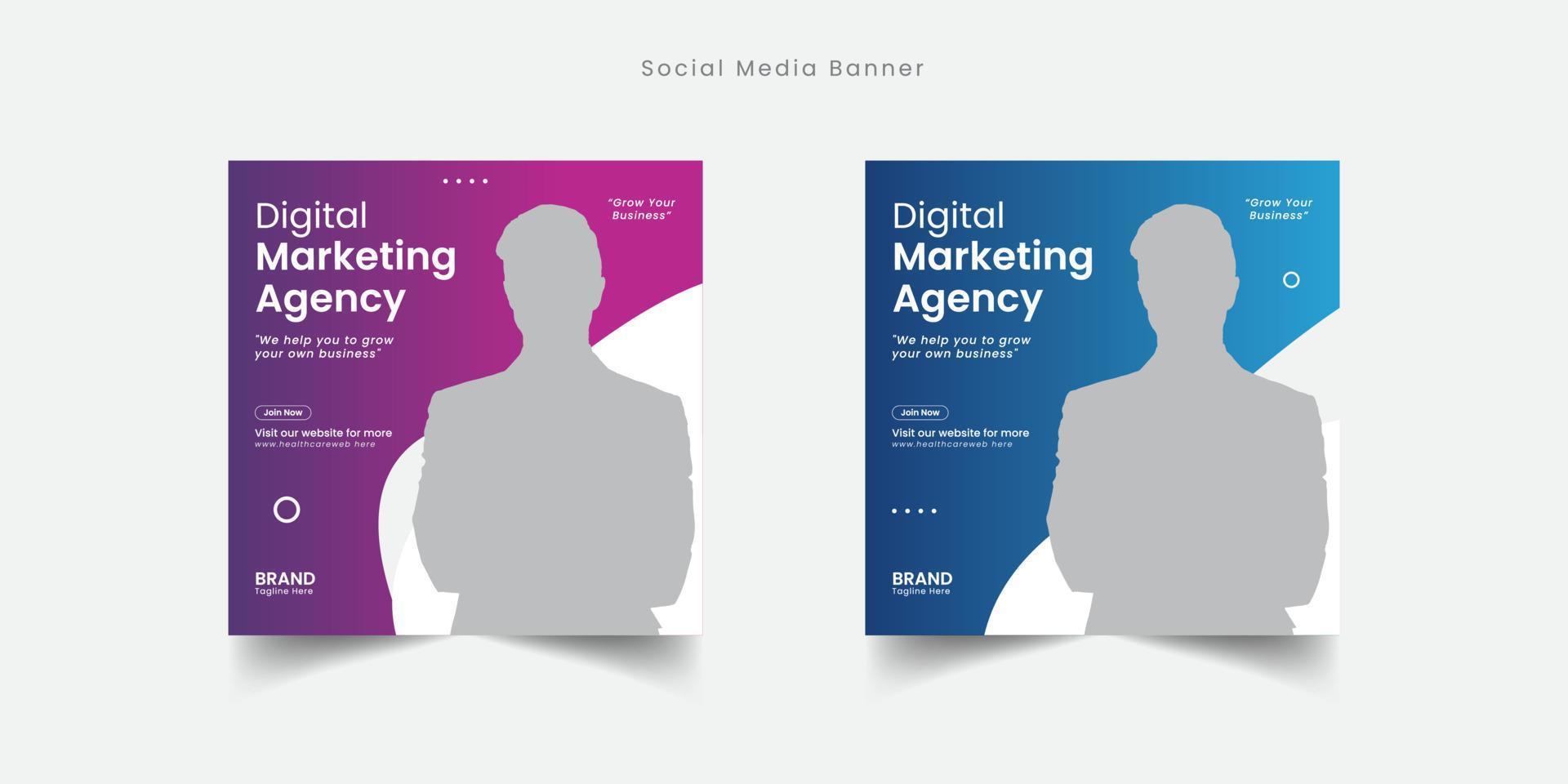 Digital business marketing social media banner template design Free Vector