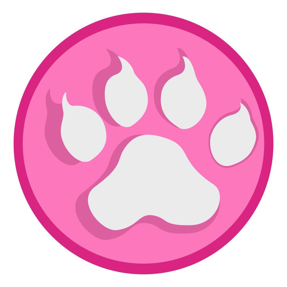 Cat paw print button. vector