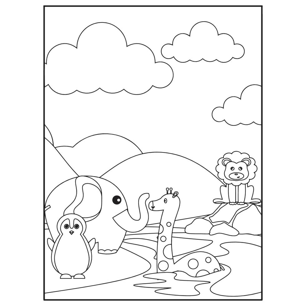Bonitos dibujos de animales para colorear para niños. 6893678 Vector en  Vecteezy