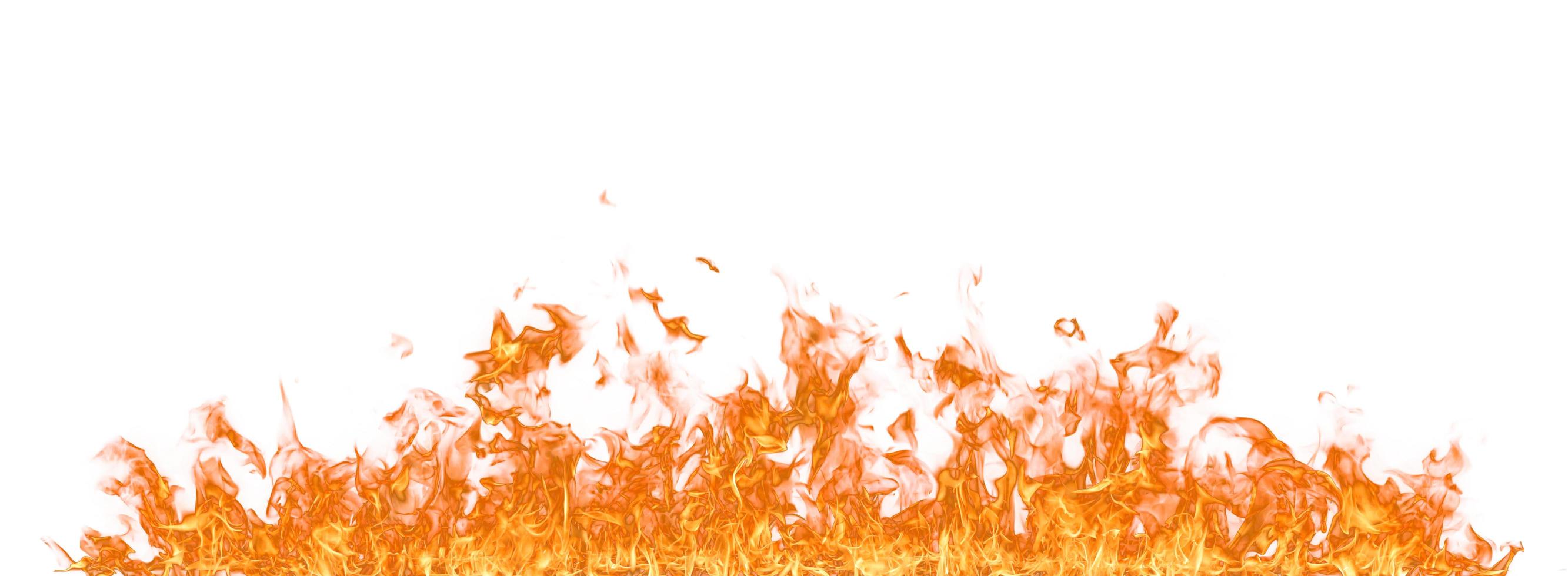 Fire flames isolated on white background. photo