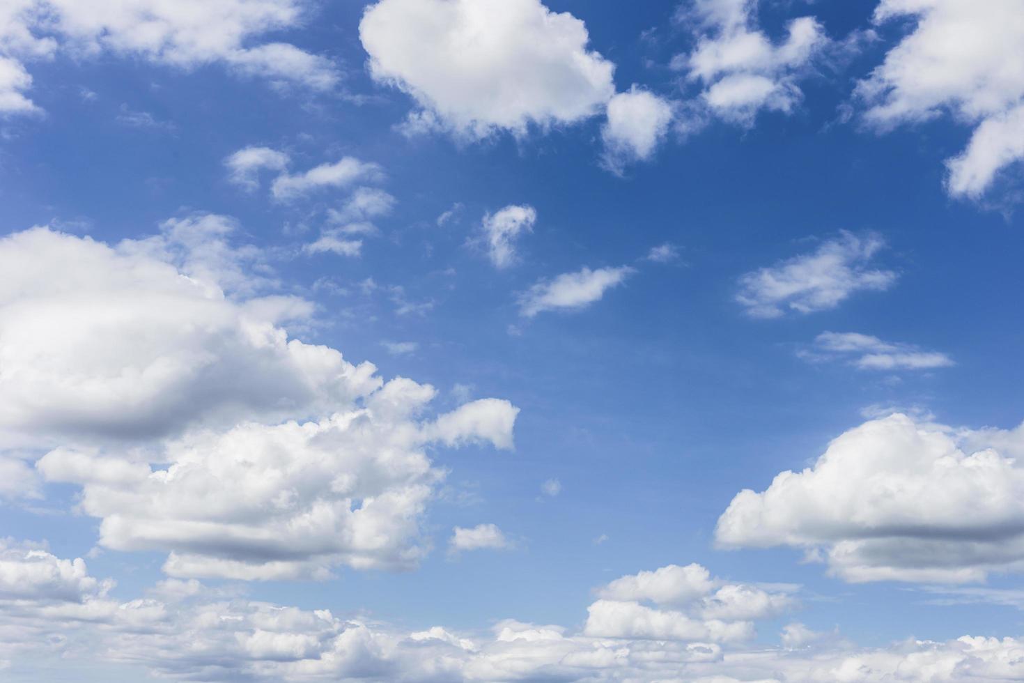 clear blue sky with plain white cloud with space for text background. The vast blue sky and clouds. blue sky background with tiny clouds nature. photo