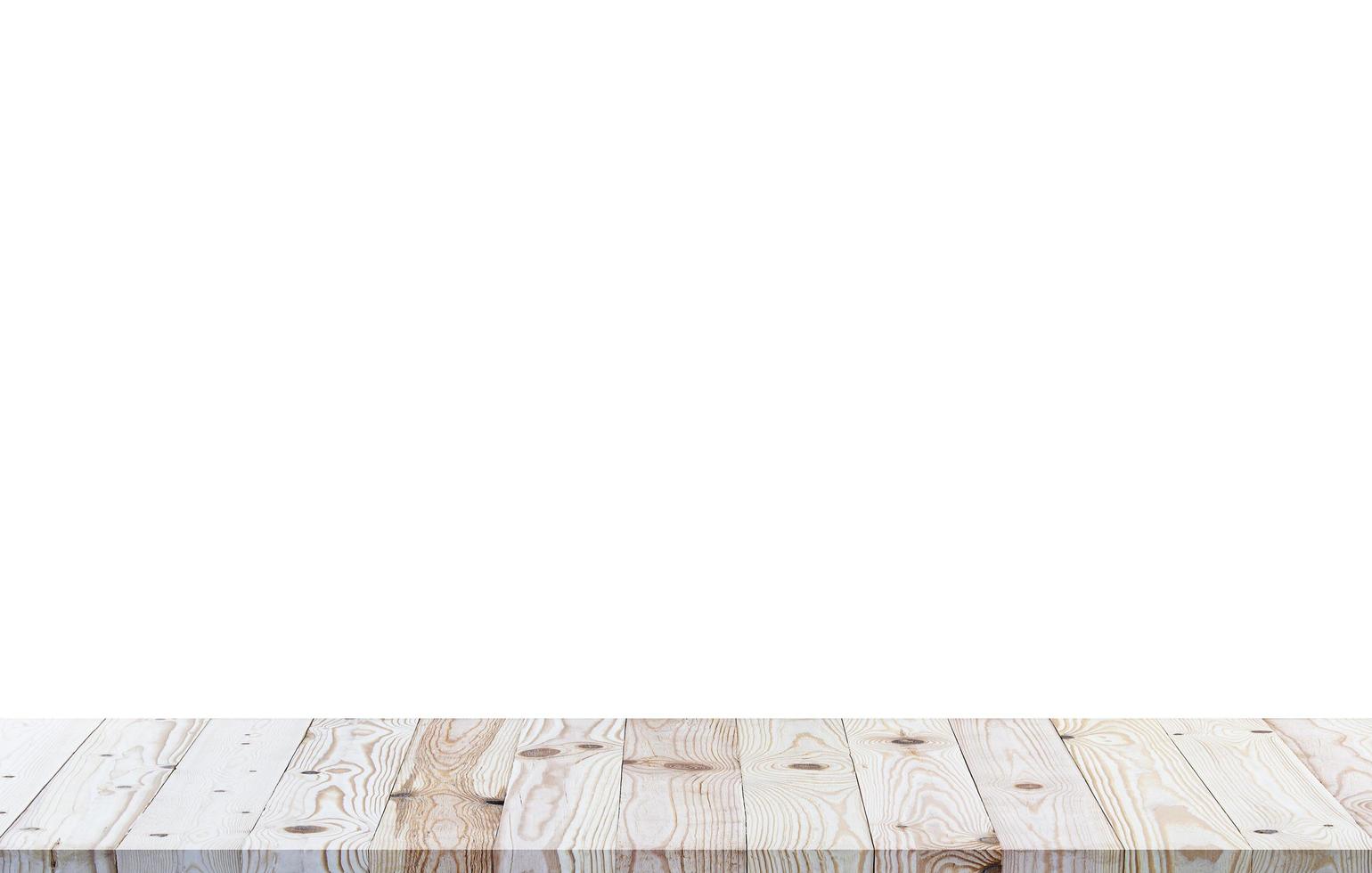 Isolated wooden shelf or floor texture on white background. photo