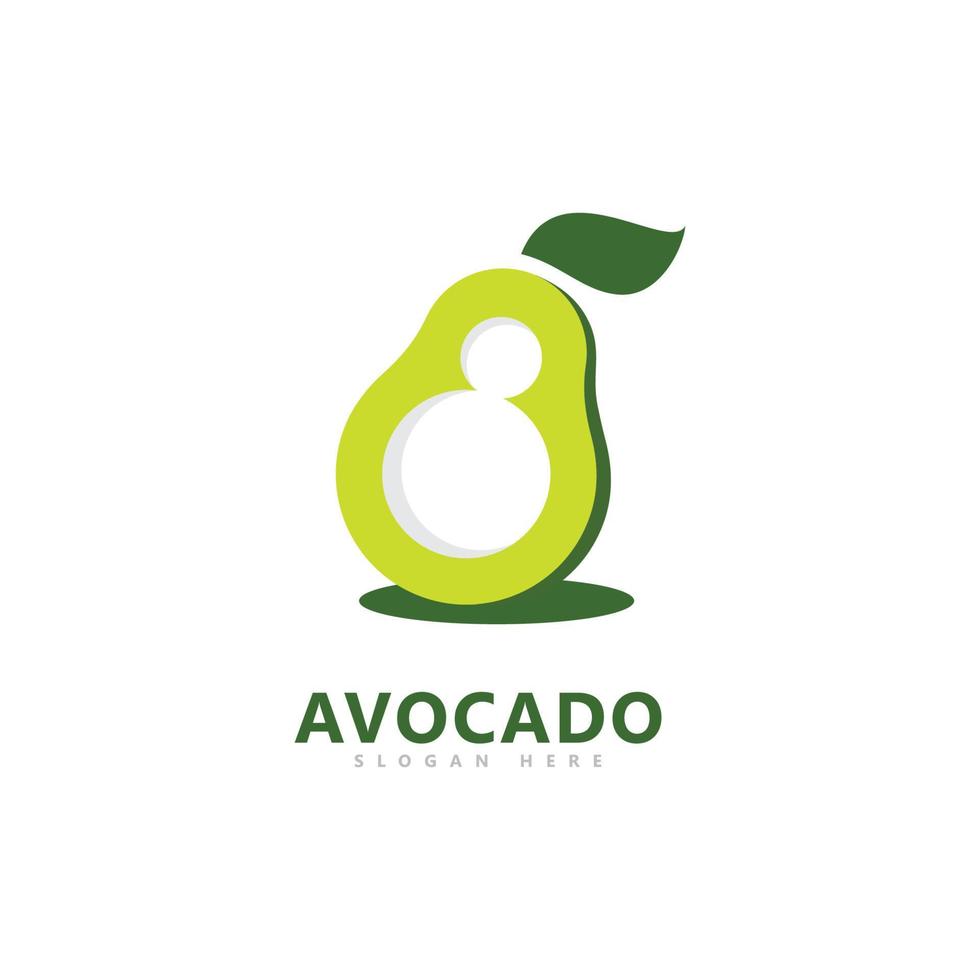 Avocado logo simple shape with 8 number in the shape vector