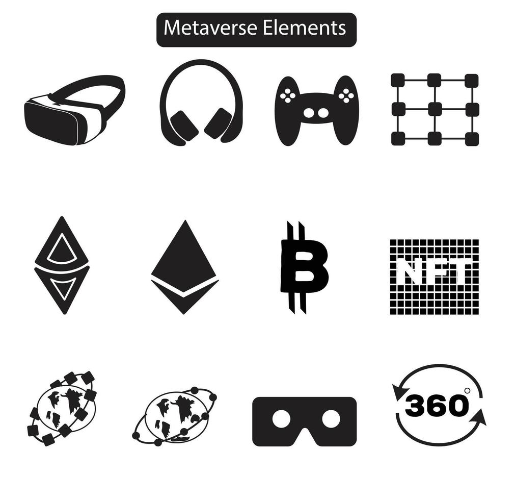 A set of metaverse icons vector