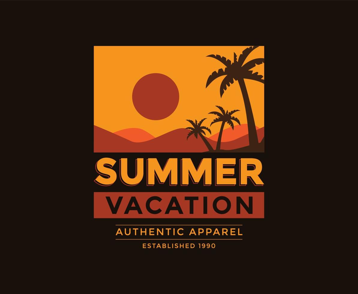 diseño de camiseta de vector de ilustración de vacaciones de verano