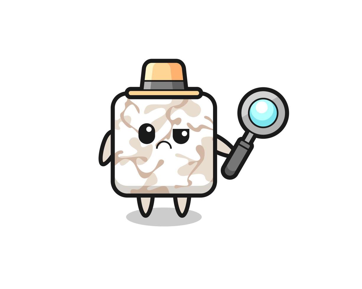 the mascot of cute ceramic tile as a detective vector