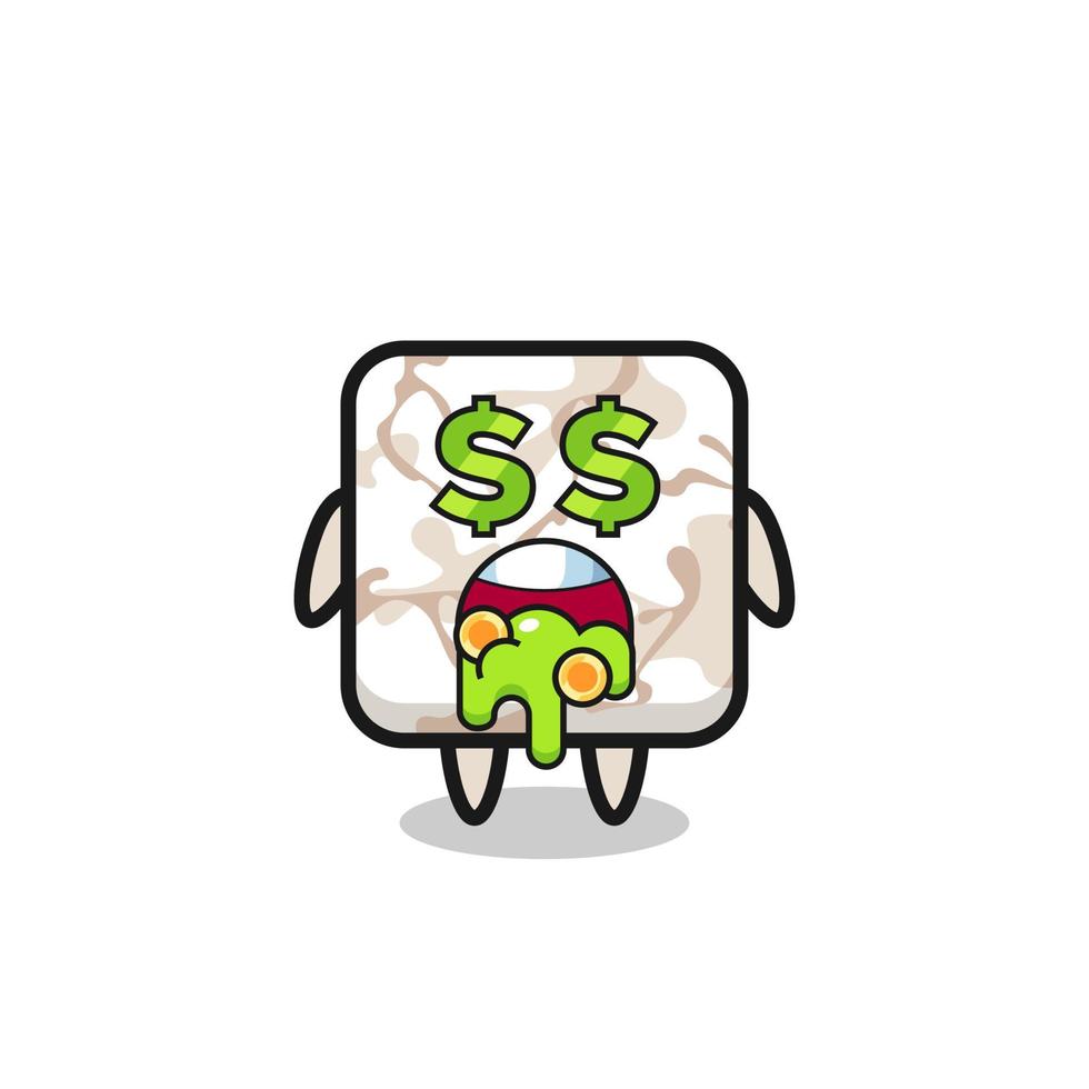 ceramic tile character with an expression of crazy about money vector