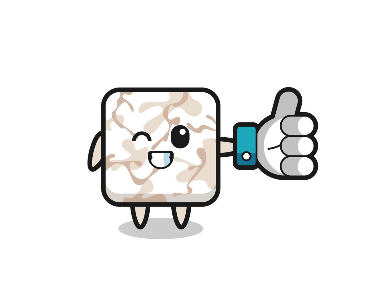 cute ceramic tile with social media thumbs up symbol vector