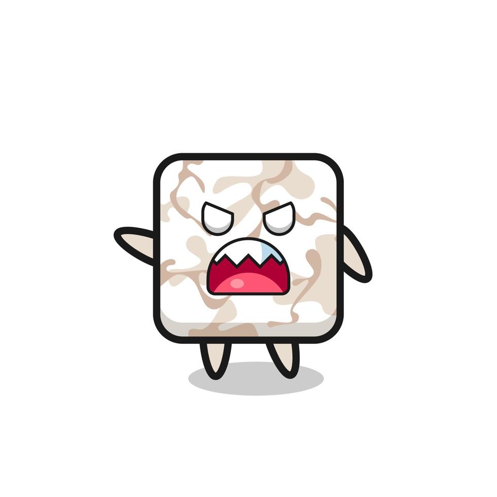 cute ceramic tile cartoon in a very angry pose vector