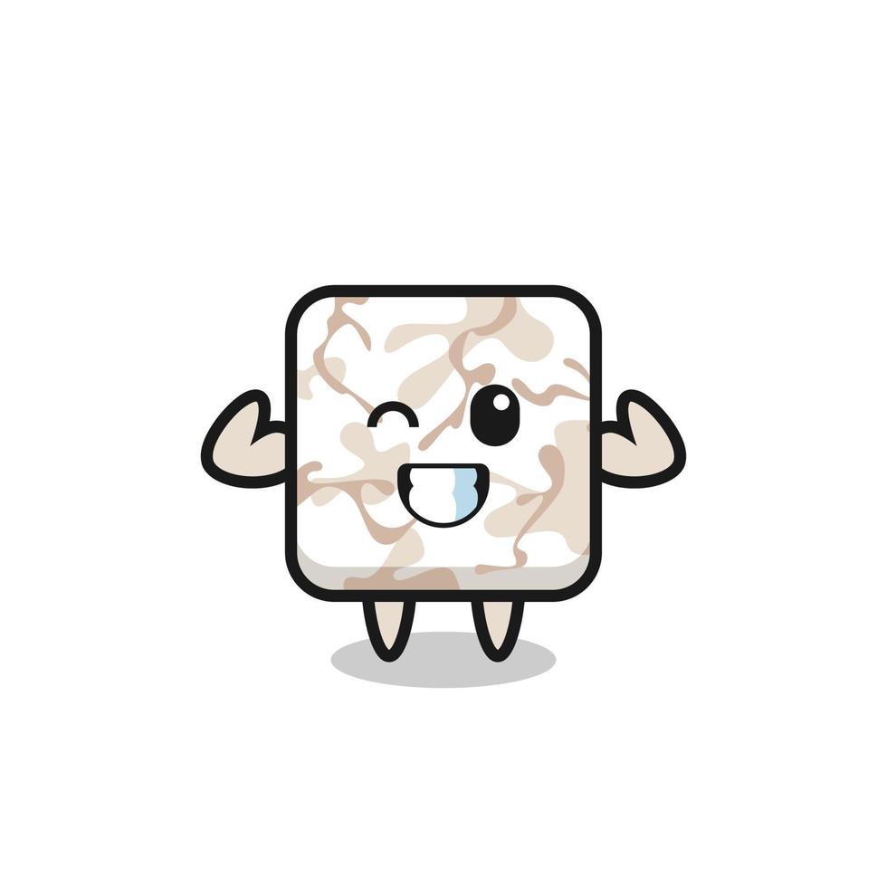 the muscular ceramic tile character is posing showing his muscles vector