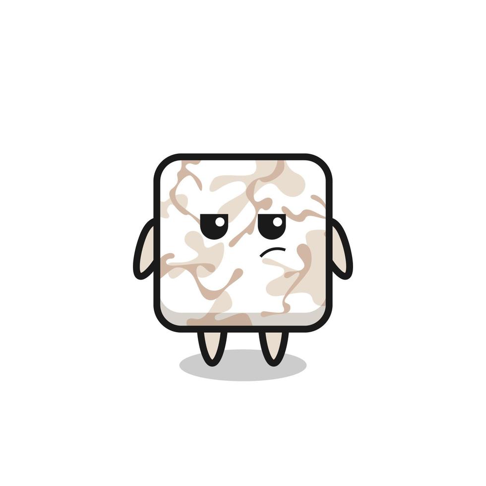 cute ceramic tile character with suspicious expression vector