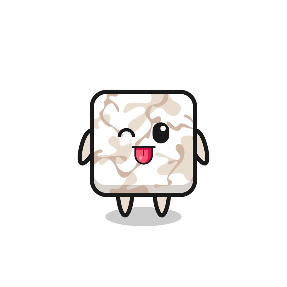 cute ceramic tile character in sweet expression while sticking out her tongue vector