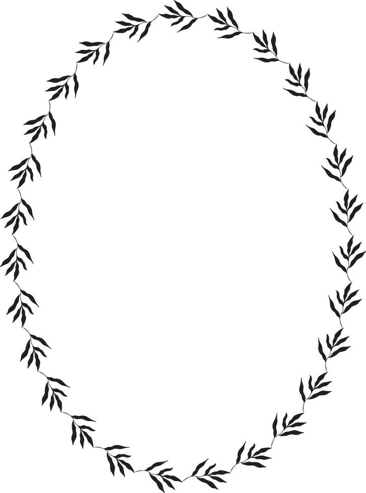 Oval botanical frame. Vector Illustration