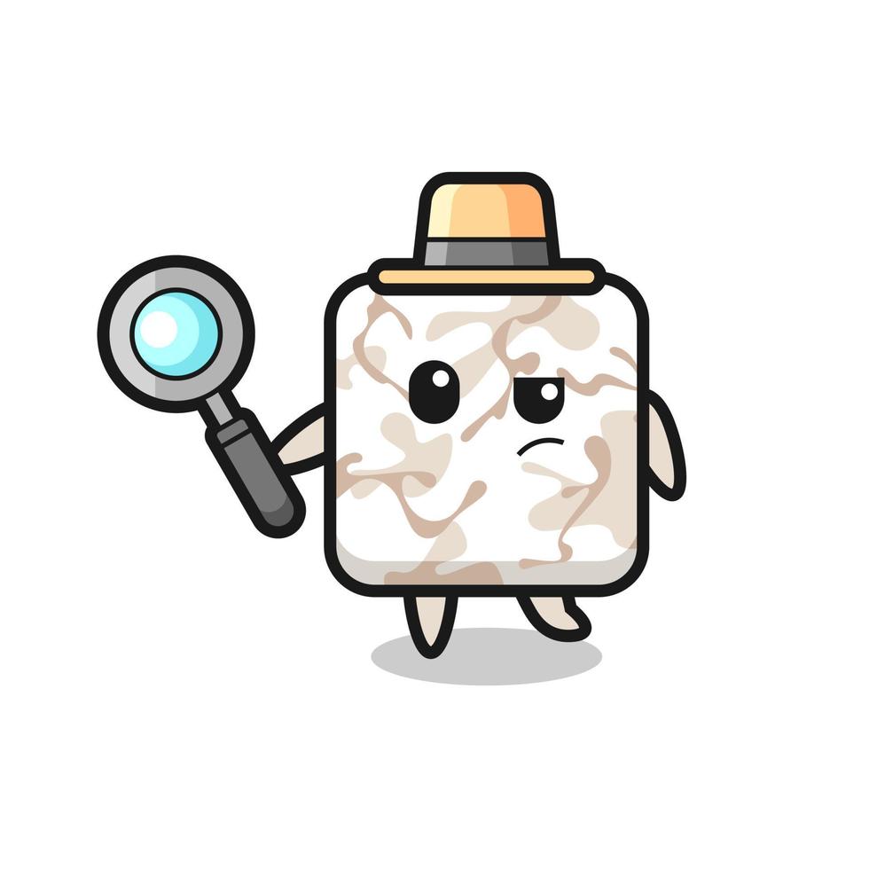 ceramic tile detective character is analyzing a case vector