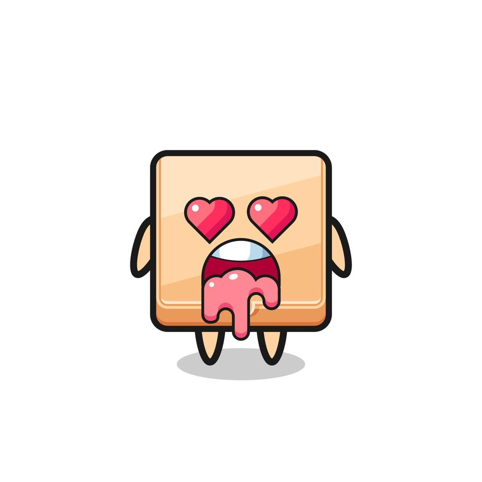 the falling in love expression of a cute pizza box with heart shaped eyes vector