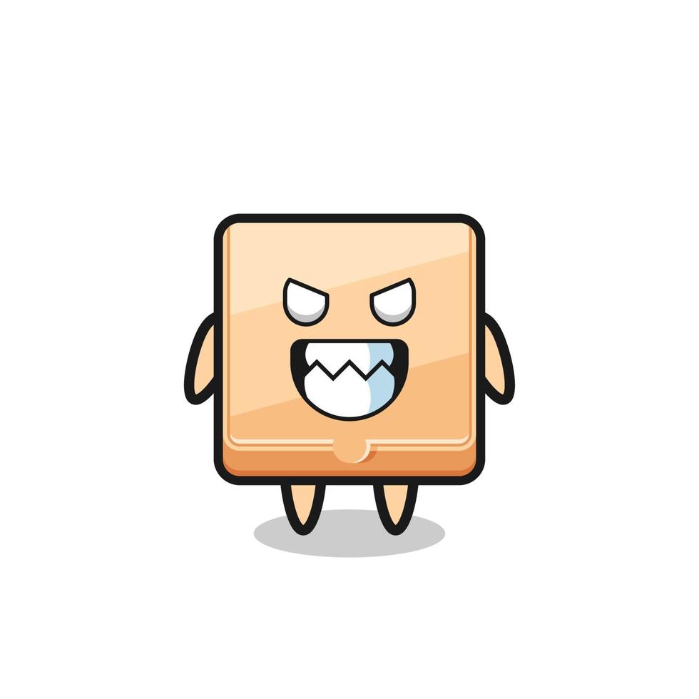 evil expression of the pizza box cute mascot character vector