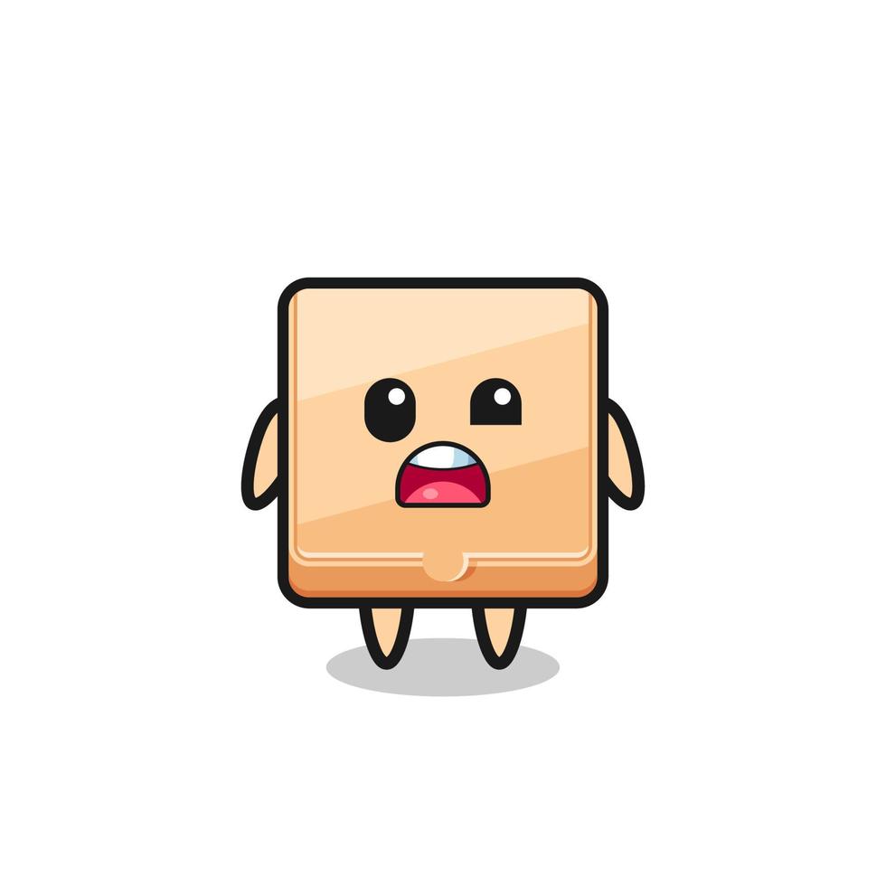 the shocked face of the cute pizza box mascot vector