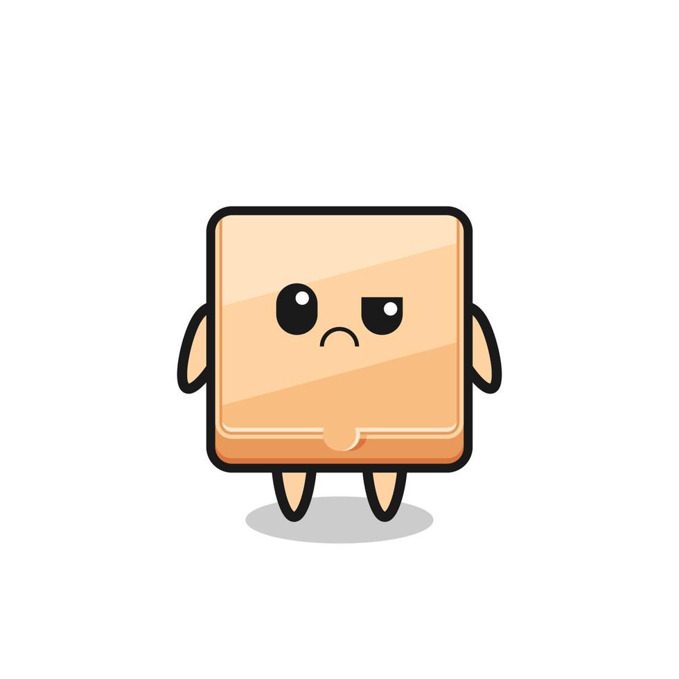 the mascot of the pizza box with sceptical face vector