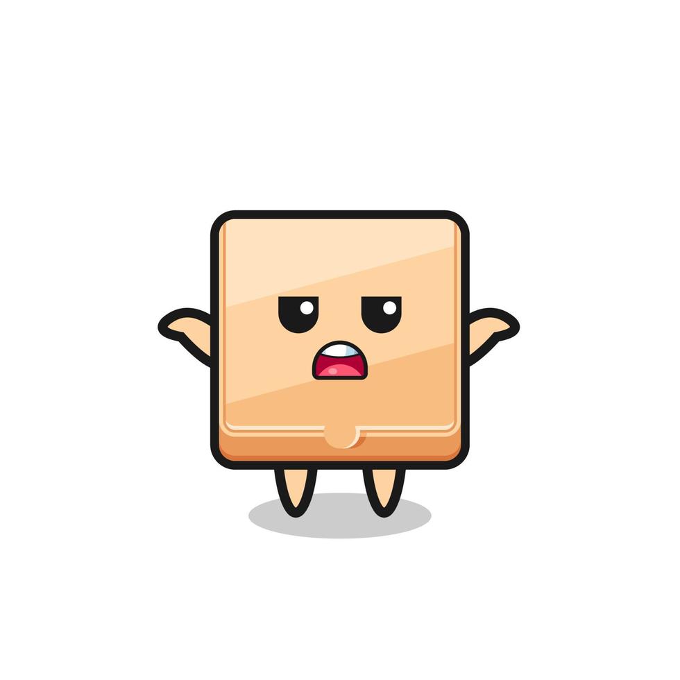 pizza box mascot character saying I do not know vector