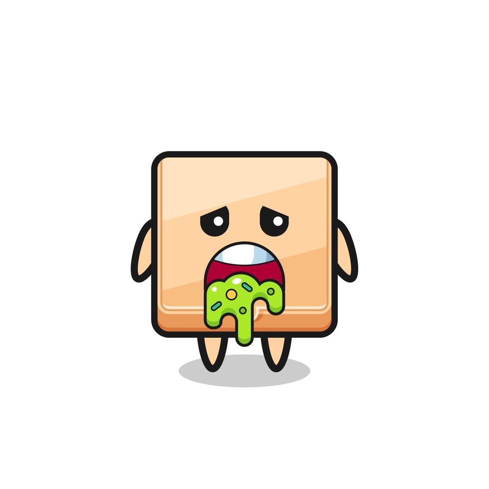the cute pizza box character with puke vector