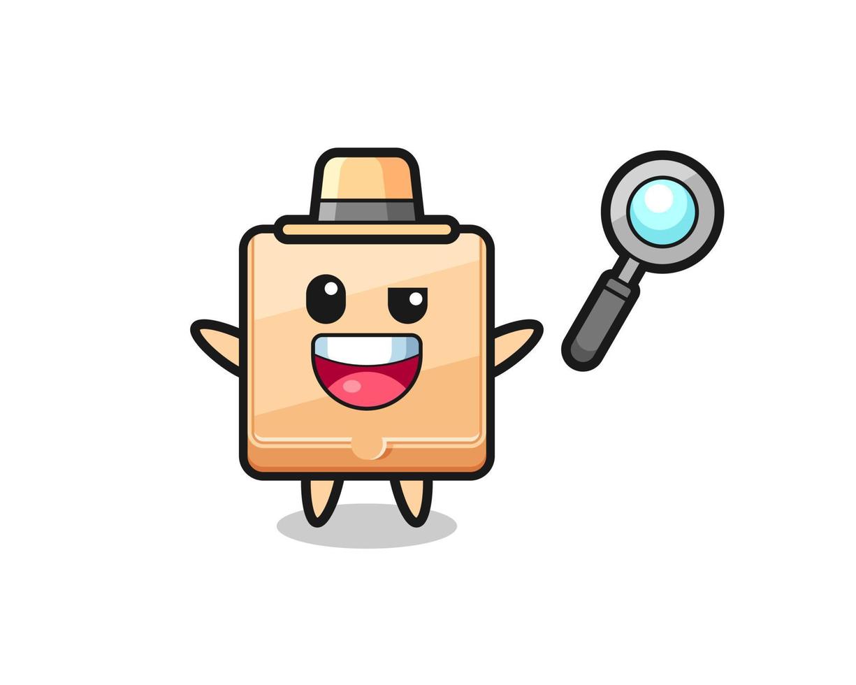 illustration of the pizza box mascot as a detective who manages to solve a case vector