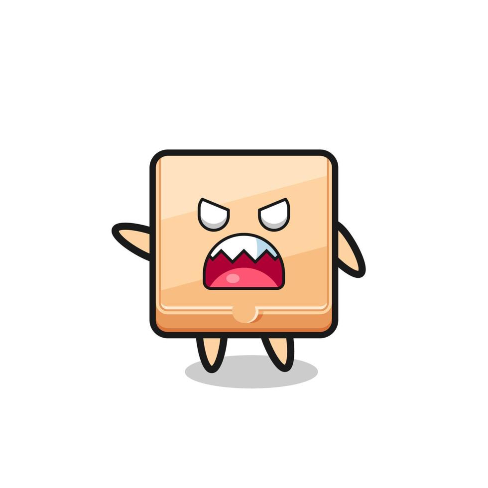 cute pizza box cartoon in a very angry pose vector