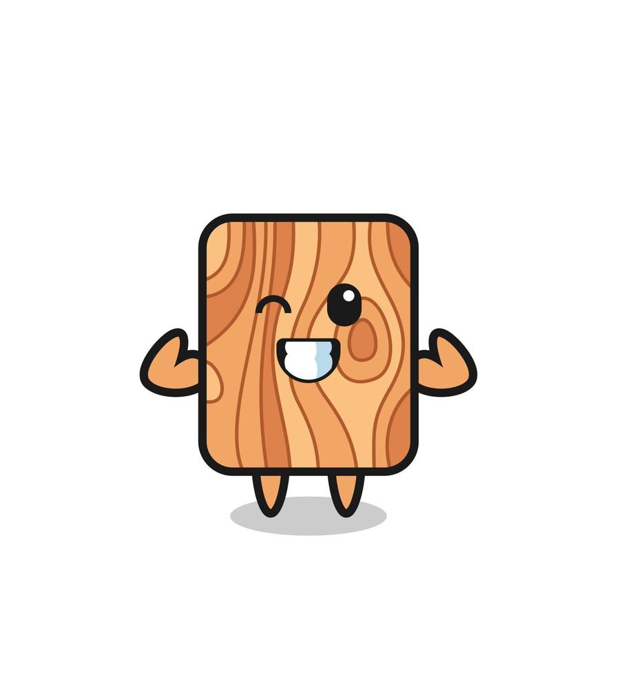 the muscular plank wood character is posing showing his muscles vector