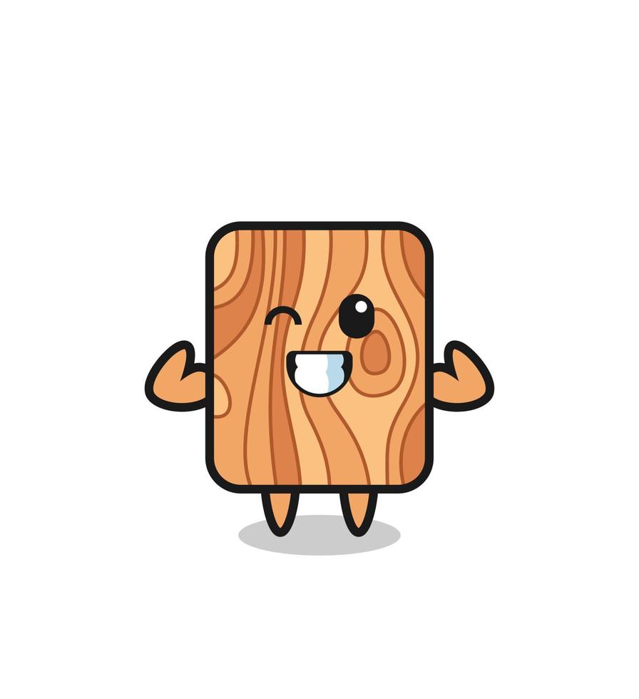 el musculoso personaje de tablón de madera posa mostrando sus músculos vector