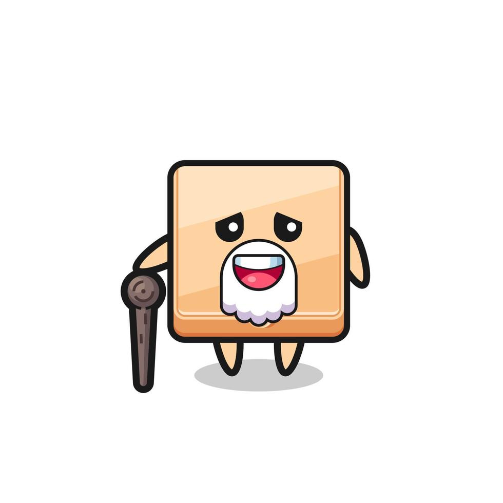 cute pizza box grandpa is holding a stick vector